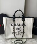 Bolsa Chanel Tote Fibra - Branco/Preto