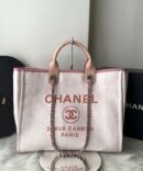 Bolsa Chanel Tote Fibra - Bege/Rosa
